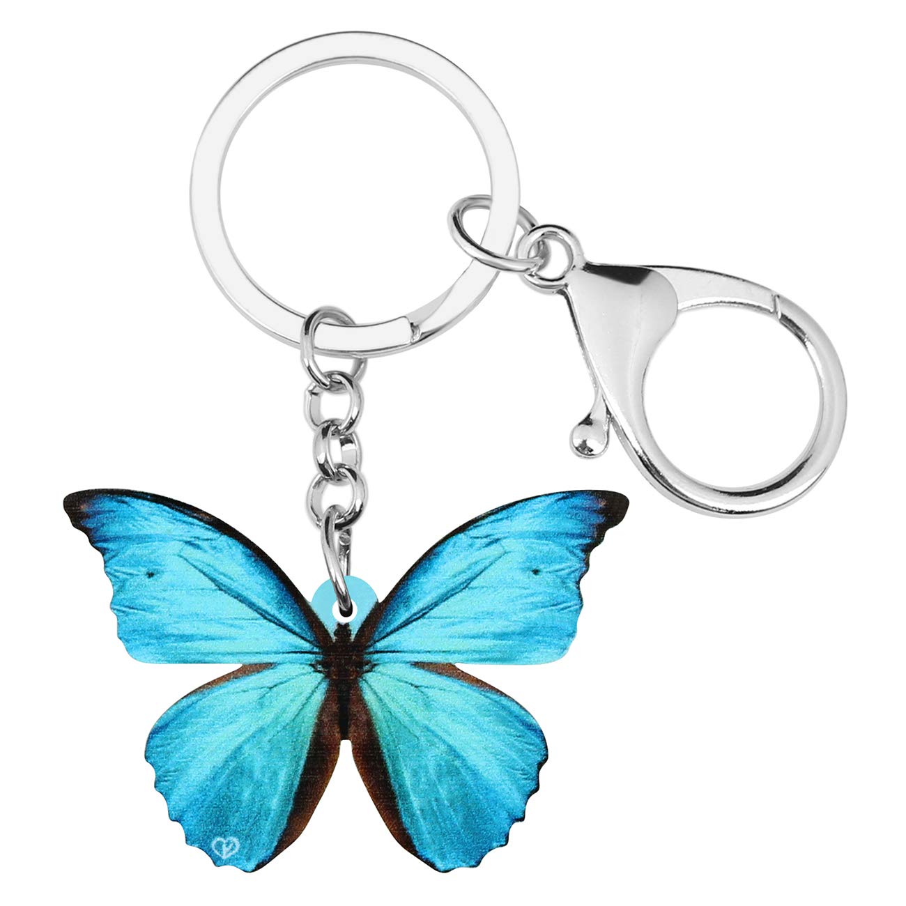 Duowei Women's Blue Vivid Acrylic Morpho Monarch Butterfly Keychain Handbag Charm Keyring Summer Gift For (Blue)