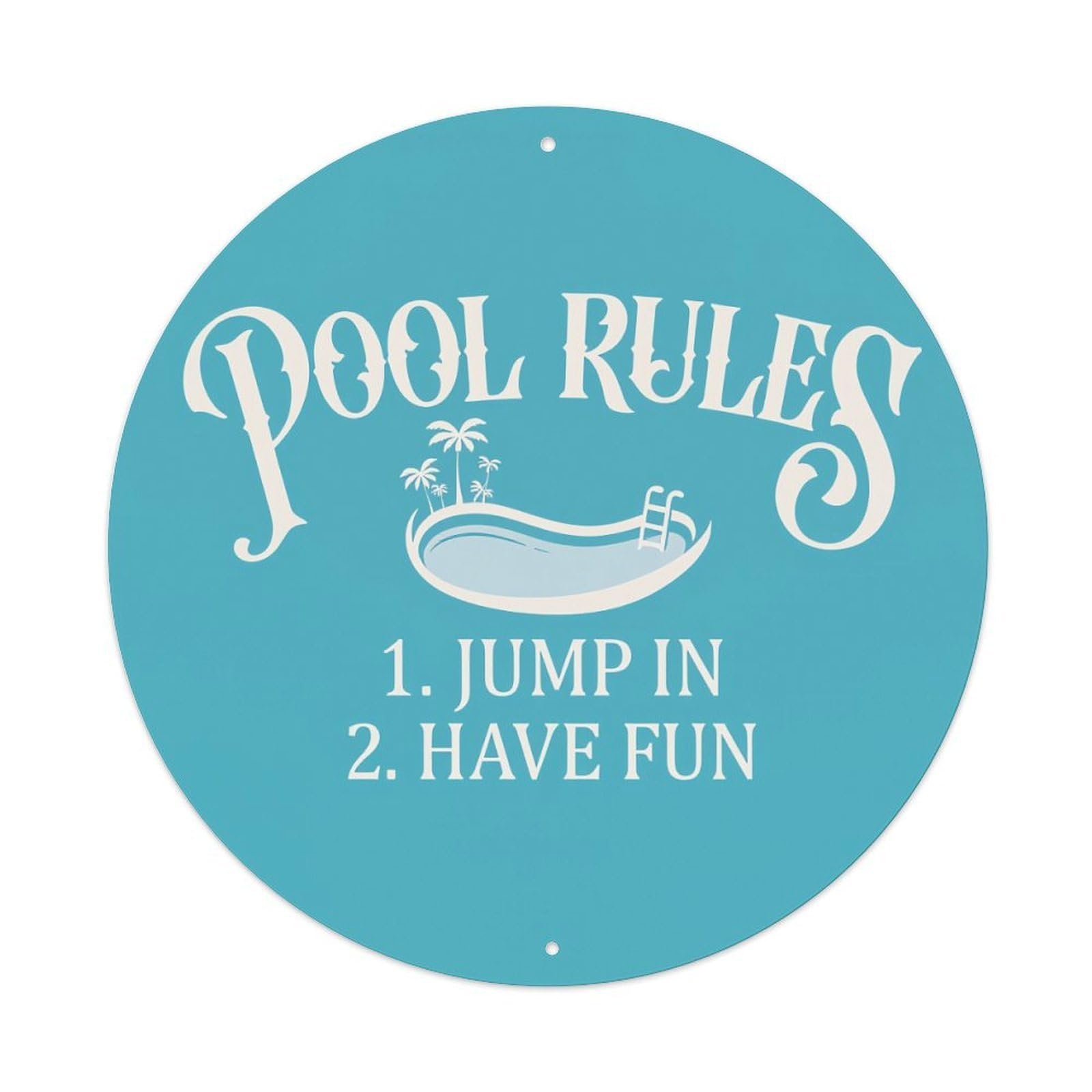 Pool Rules Jump In Have Fun Round Tin Sign Retro Metal Sign for Cafe Bar Pub Home Game Room Gym Club Wall Decoration Vintage Metal Poster 8x8 Inch