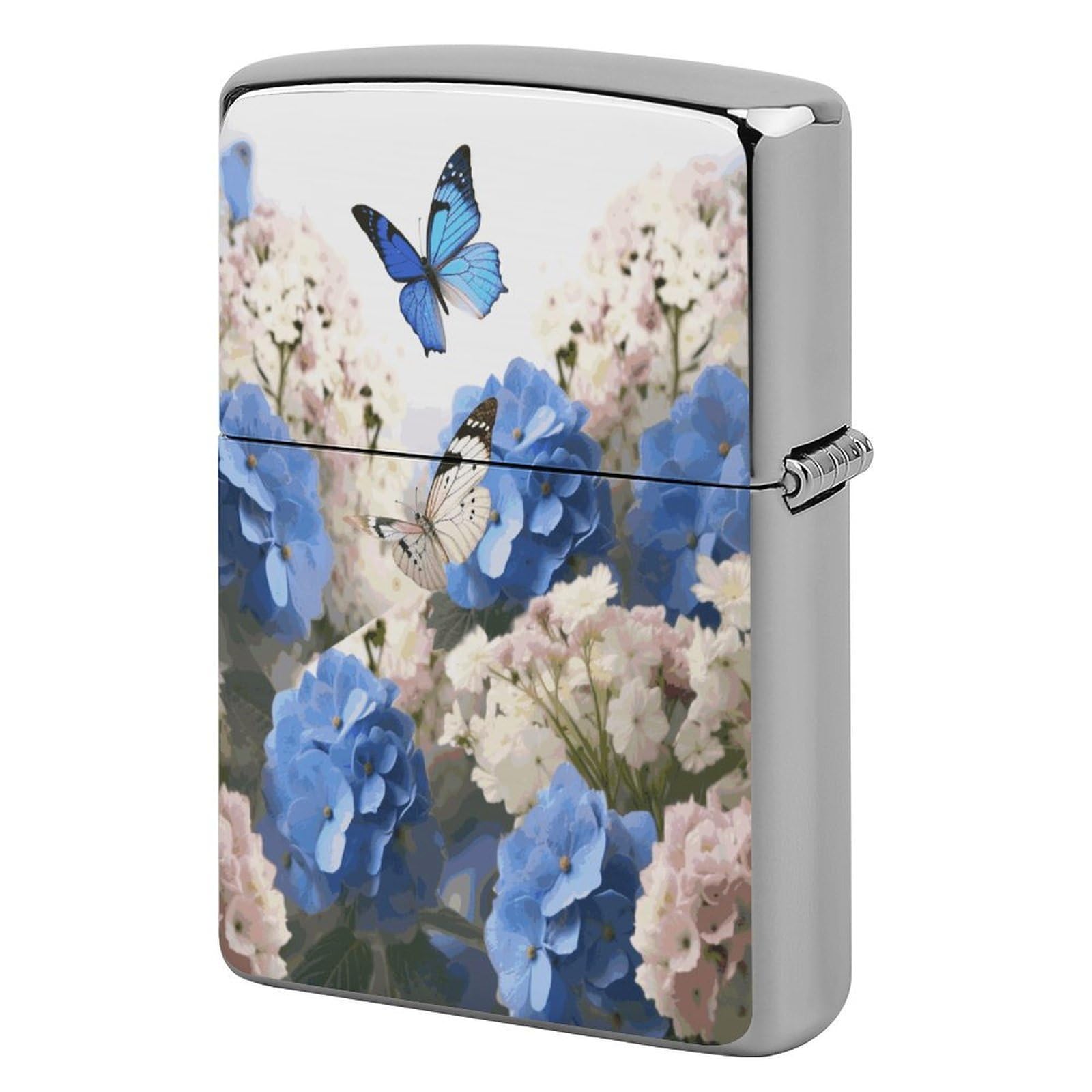 Btcowzrv Style Hydrangeas Daisies Butterflies Metal Lighter Case Sleeve Cover Holder