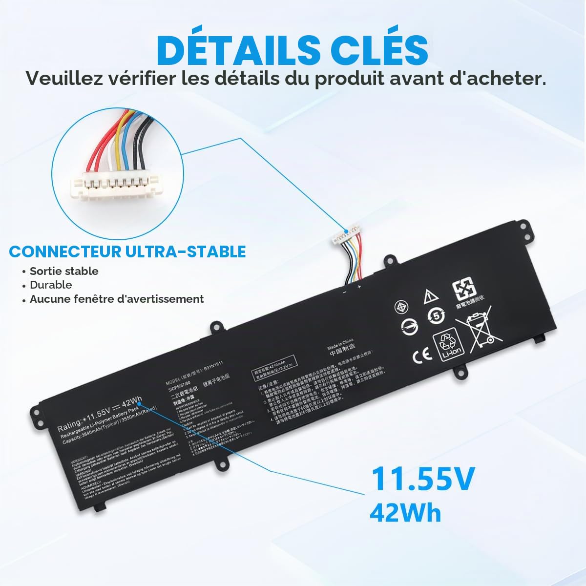 B31N1911 Laptop-Batterie Compatible avec ASUS VivoBook Flip TM420I TM420IA TM420U TM420UA K413E S413DA M413D S413JA X413F D413D S433E S433F F413FA F413JA R413D R413DA X421 TP420 TP470E C31N1911