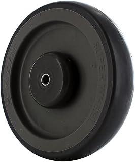 6" Gray Soft Rubber Shopping Cart Wheel with 5/16" Quad X Precision Bearings - Reduces Replacement Costs, Longer Lifespan, Resists Flatspotting