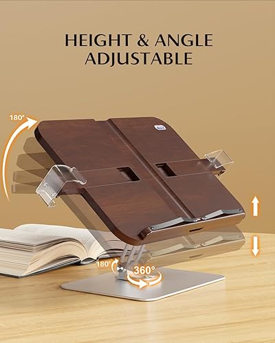 Miniatura 8 de EWX Soporte para libros para lectura, soporte ajustable para libros con base giratoria de 360, soporte plegable para libros de recetas para