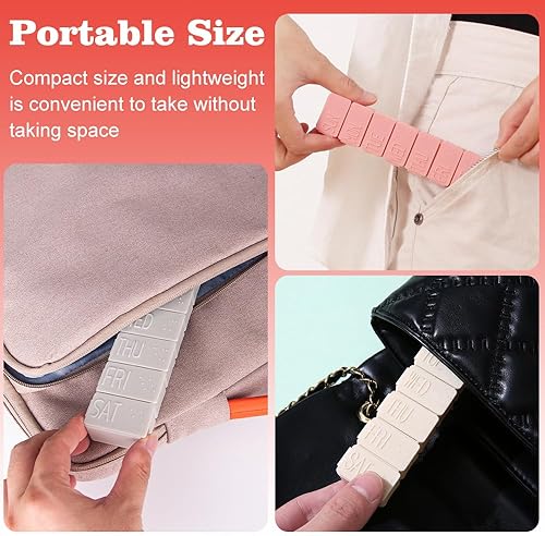 Miniatura 8 de Paquete de 2 pastilleros semanales, extra grande para 7 días, lindos pastilleros de viaje diario, pastillero para vitaminas, medicina, aceite de