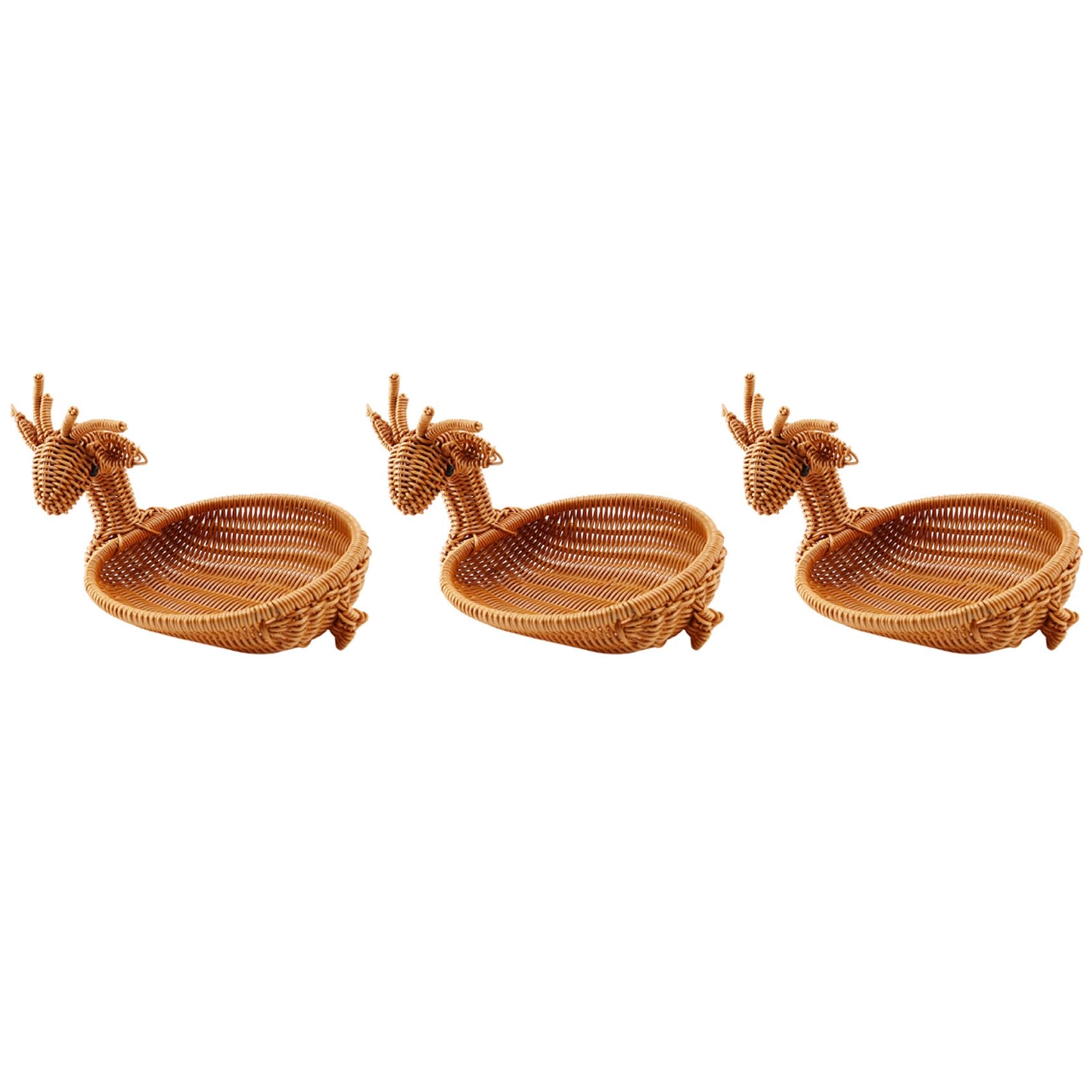 Hndhbfgrt 3X Rattan Woven Fruit Basket, Imitation Deer Bread Basket Fruit Bowls Tray Vegetable Novelty Animal Shaped Basket Small