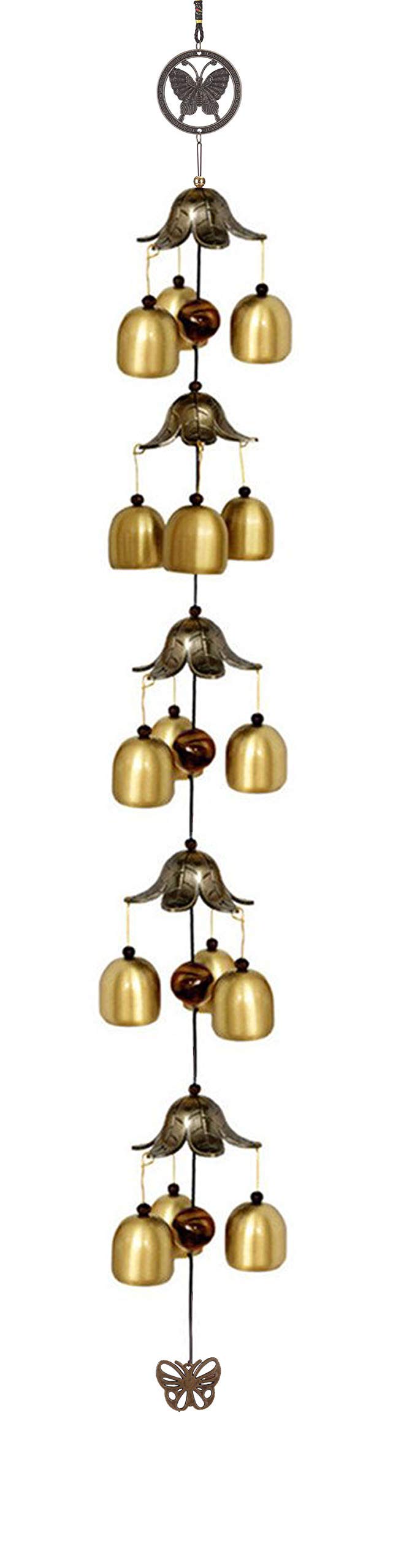 CrazyCrafts Metal Wind Chimes for Home Balcony Garden Positive Energy, Home Decor Hanging Long Brass Bells Gifts for Loved Ones 15 Bells5-picture-11