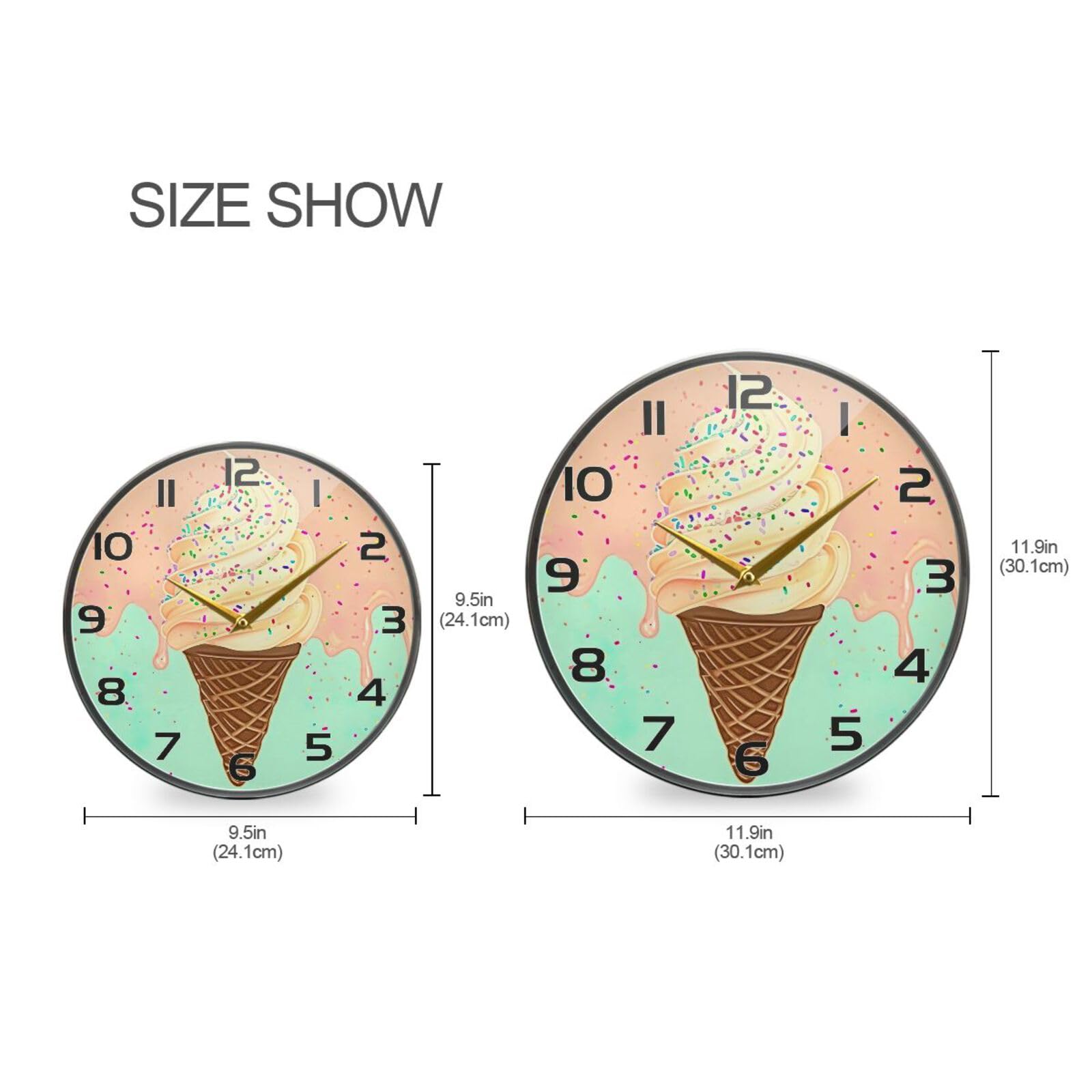 Amazon.com: Takiito Ice Cream Wall Clock Silent Non Ticking
