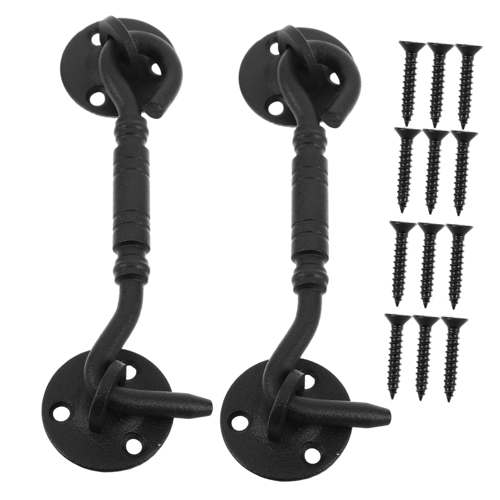 IWOWHERO 2 Pack Stainless Steel Hook and Latch Barn Door Locks Wind Hook Quick Install for Home Security