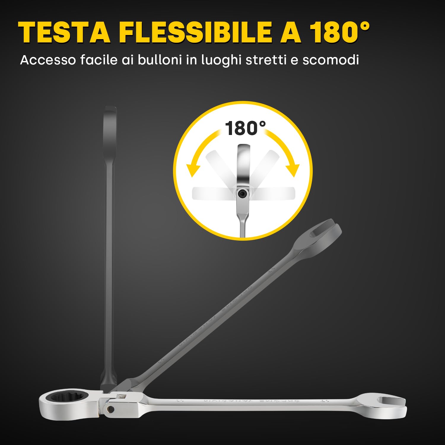 Enventor Set Chiavi a Cricchetto 14 Pezzi, Flessibile Chiave a Cricchetto da Metrico 6mm a 19mm, Acciaio al Cromo Vanadio, 72 Denti, Testa Rotante a 180°, Arco di Rotazione a 5°, Borsa