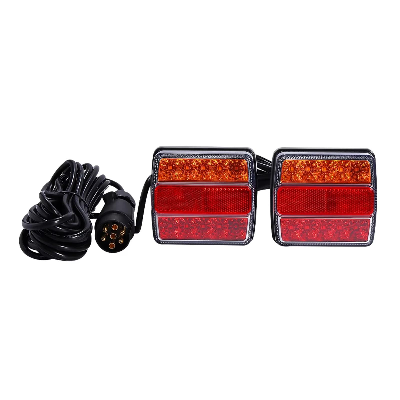 Conjuntos de Luces traseras magnéticas de 12 V para Remolque, Kit de Luces traseras con Cable de 7,5 m y Placa de Enchufe de 7 Pines para automóviles, Camiones y Plataformas.