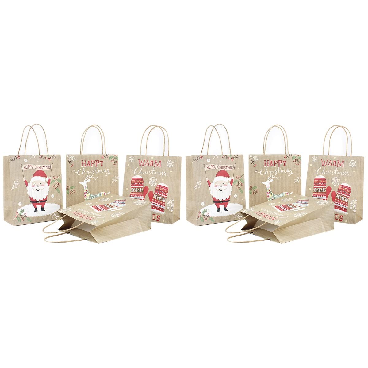 20 Pz Sacchetto in Carta Kraft Decorazione Di Natale Borse Natalizie Borsa Pupazzo Di Neve Borsa Artigianale Natalizia Portatile Sacchetto Di Caramelle
