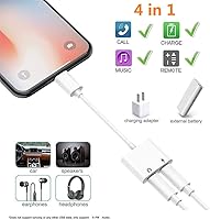 Vista 2 de Certificado MFi de Apple Adaptador divisor de auriculares para iPhone, 2 en 1, cargador Lightning doble, adaptador de audio auxiliar para iPhone