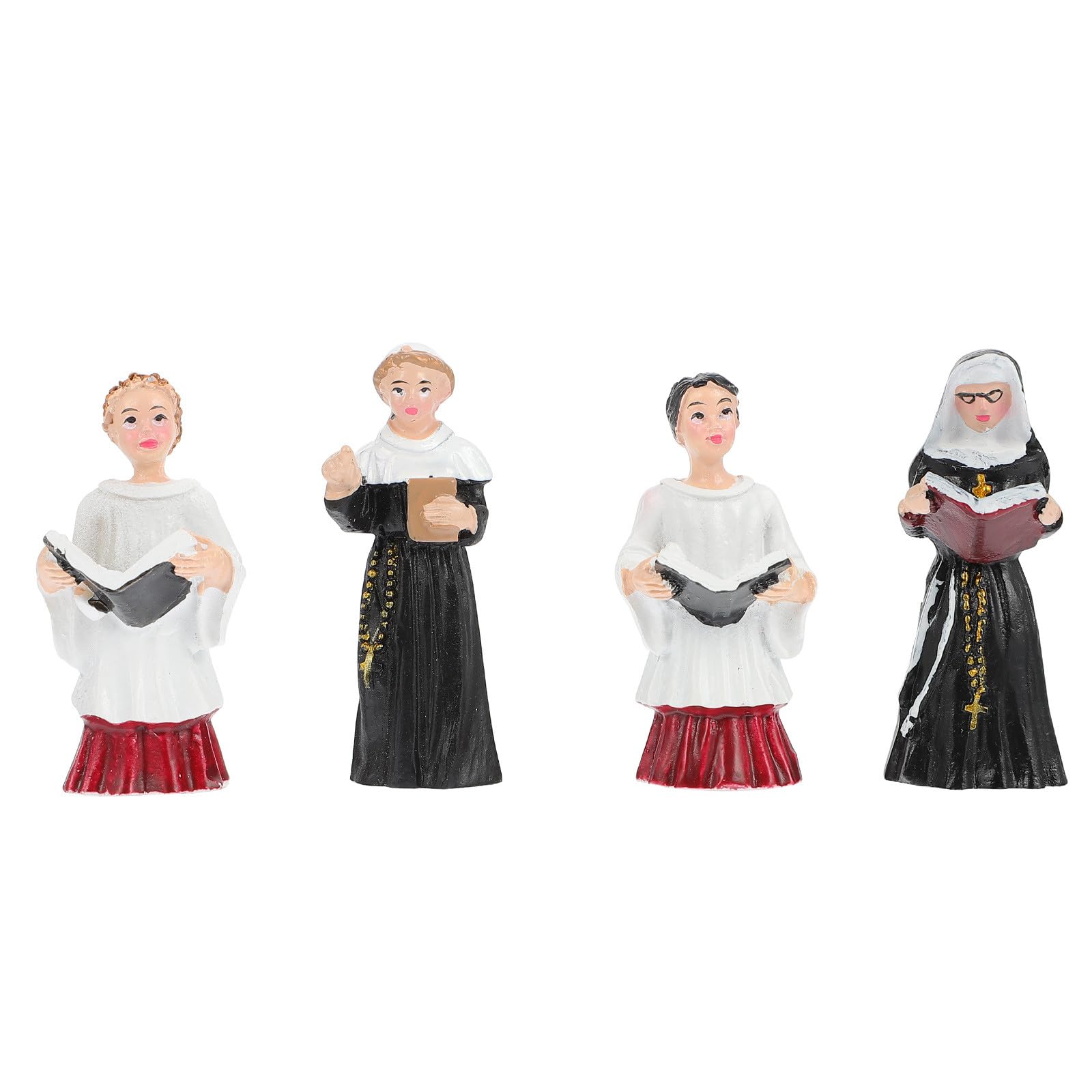 Baluue 4pcs Resin Nun Statues Set, Religious Home and Office Decor, Micro Landscape and Aquarium Ornament for Gardening and DIY Bonsai Scenes