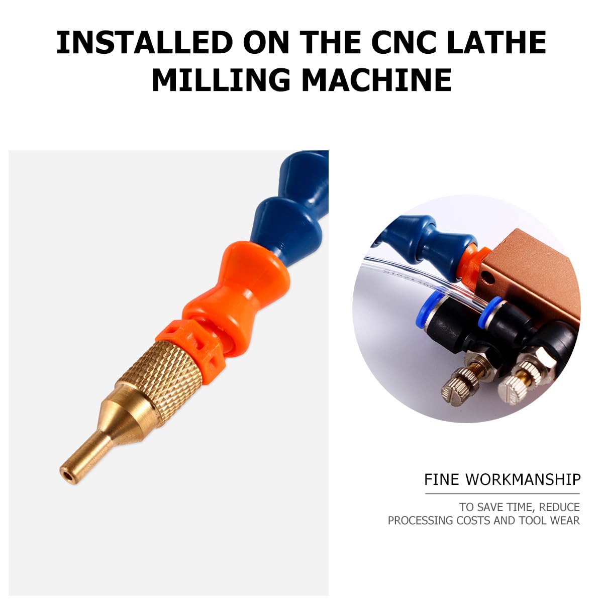 Boquilla de Lubricación para Torno Cnc 8 MM Sistema de Pulverización de Refrigerante de Niebla Ajustable Accesorio para Fresado y Taladrado Compatible Tubería Color Aleatorio