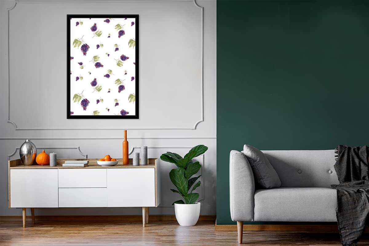 MuchoWow Poster Bilder Wanddeko Deko Wohnzimmer 80x120 cm Weintrauben - Blätter - Schablonen