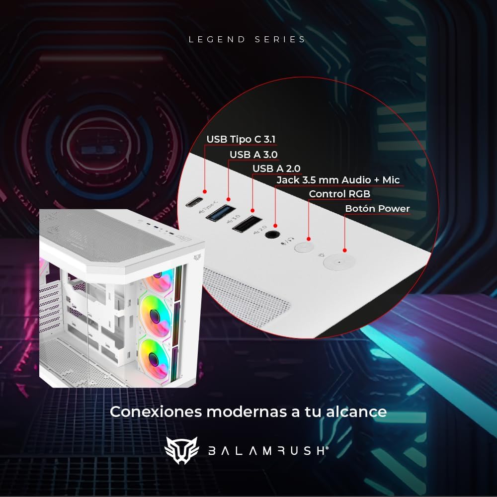 Diagram showing the front panel I/O ports and their labels.