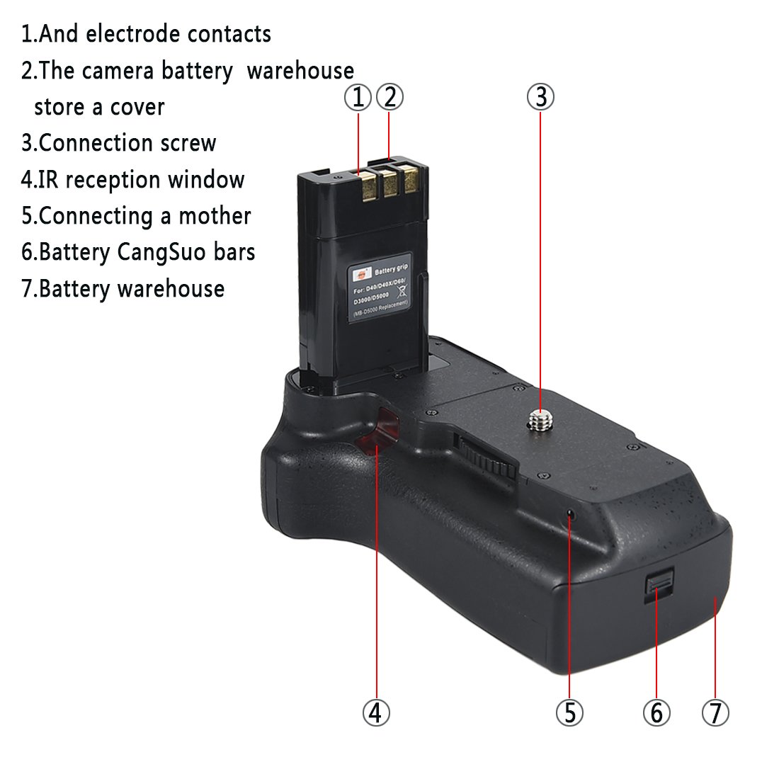 DSTE Télécommande Vertical Batterie Poignée Titulaire pour Nikon D40 D40X D60 D3000 D5000 DSLR Caméra comme MB-D5000 avec 2-pack EN-EL9