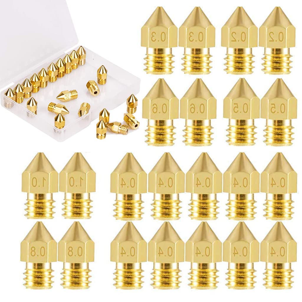 HASTHIP® 22 Pieces 3D Printer Extruder Nozzle MK8 for Makerbot Creality CR 10 with 7 Different Size 0.2 mm,0.3 mm,0.4 mm,0.5 mm,0.6 mm,0.8 mm,1.0 mm-image-12