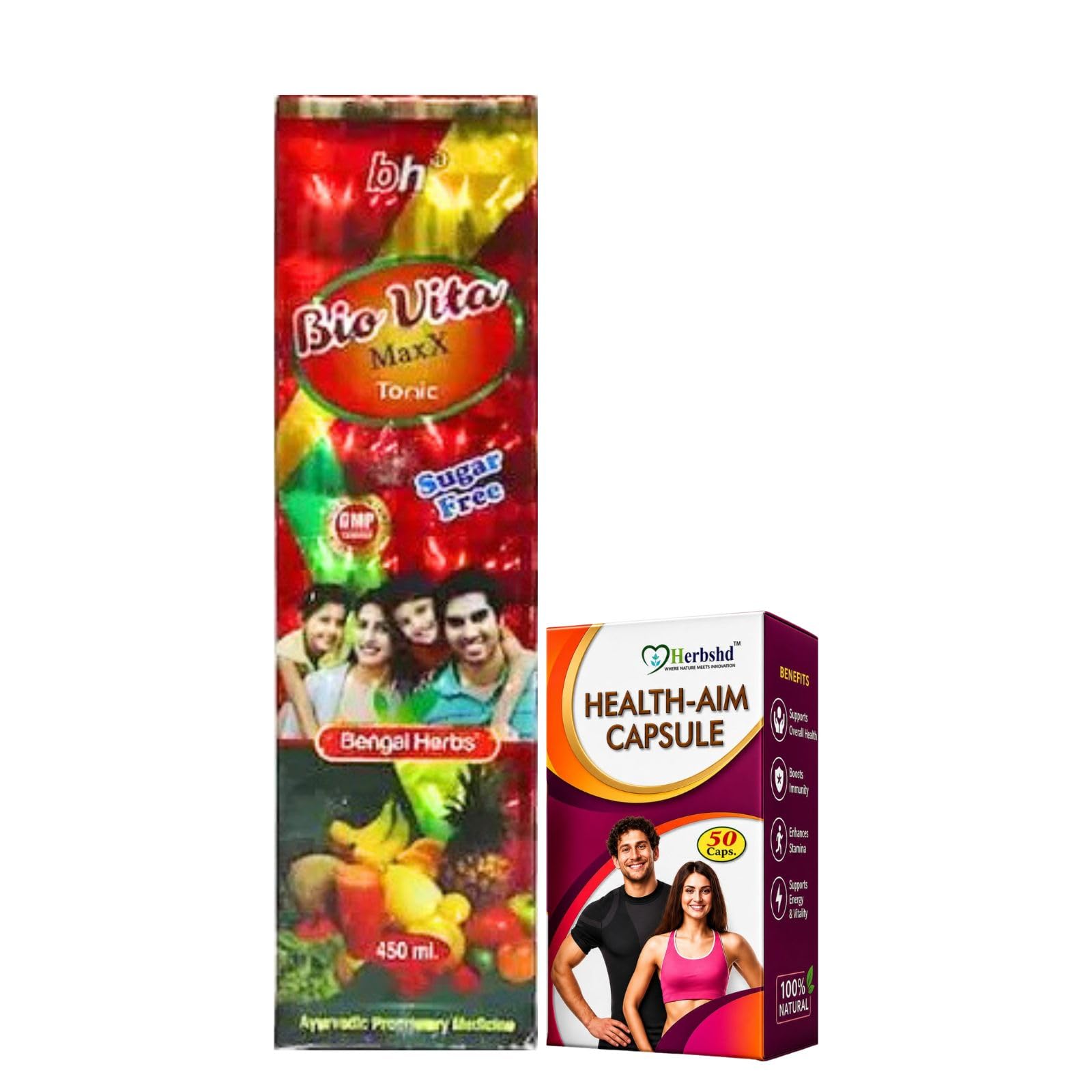 Ayurvedic Health-Aim Capsule & Bio Vita Maxx Tonic | For General Weakness | Immunity Boosts | 50caps + 450ml | Combo Pack-image-45