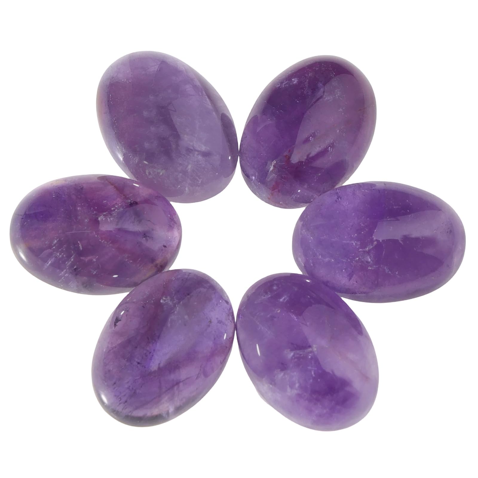 dssmboom 6 Pcs Oval Crystal Beads for Jewelry Making, Flat Back Amethyst Stone Cabochons for DIY Crafts Decoration, 13mmx18mm