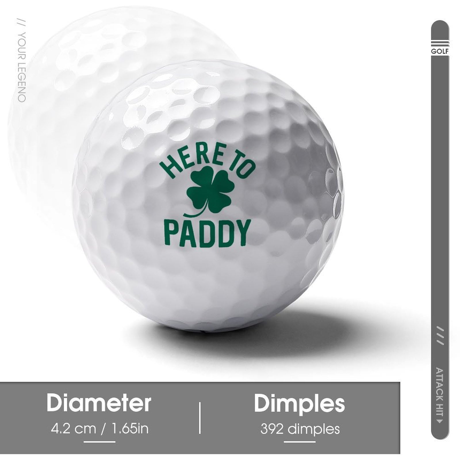Here to Paddy Shamrock Logo Golf Balls Personalized Ball Custom for Men Women Boyfriend Husband