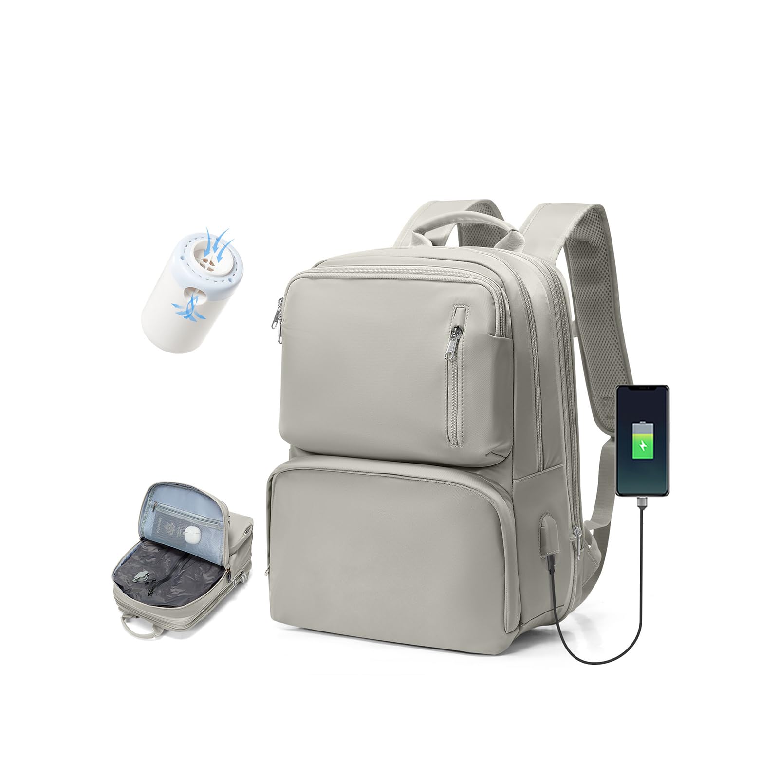 BJLFS Zaino da Viaggio con Sottovuoto Ryanair 40x30x20 Wizzair Bagaglio a mano 40x20x25 Ryanair con Pompa Borse da Cabina per Easyjet 45x36x20 con compressione sottovuoto,Zaino Casual per Laptop