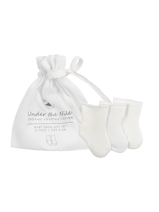 Under The Nile Organic Cotton Baby Socks - Pack of 6, 0 to 3 Months