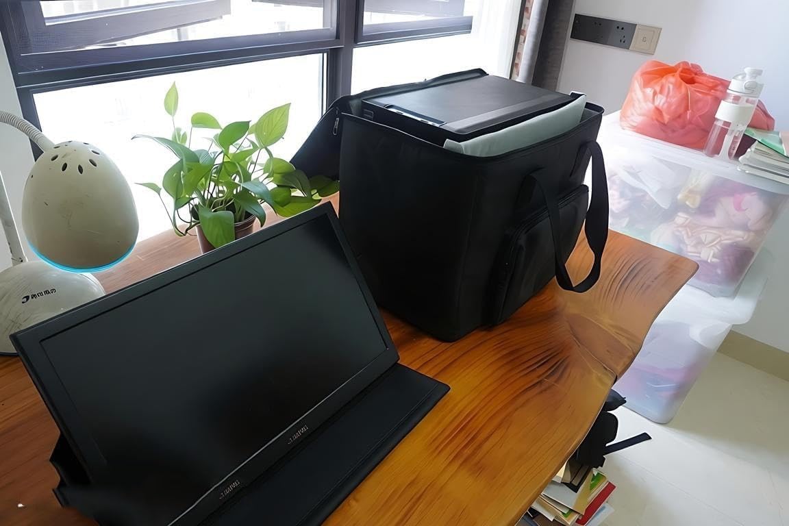 Portable Shockproof Mini-ITX PC Travel Carry Case Bag for NR200/NR200P, with Cable Pockets & Luggage Strap 40.5 x 22 x 35cm ((Fits NR200 + Monitor & Keyboard))