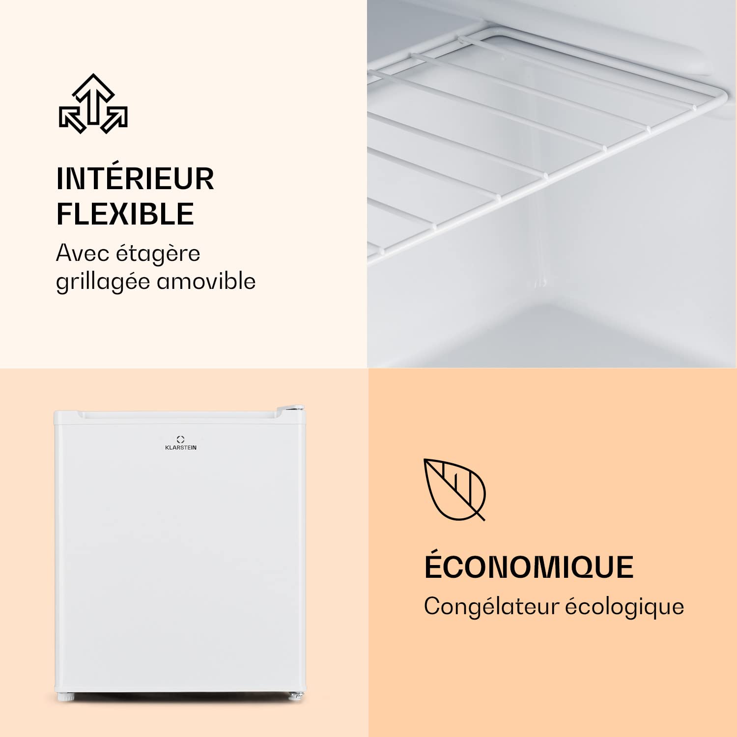 Klarstein Mini Congélateur Armoire 33L, Petit Congélateur avec Étagère, Appareil à Glaçons
