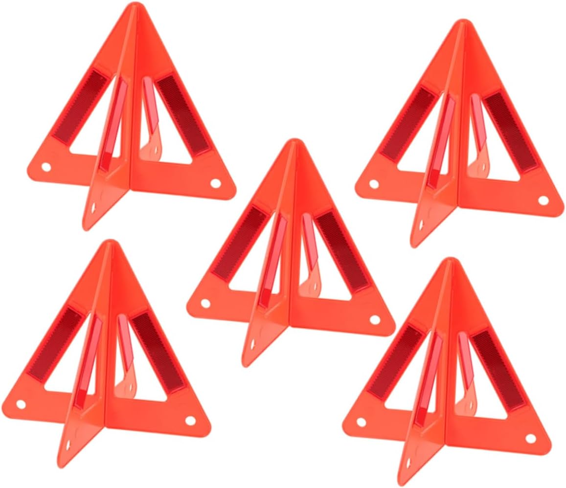 5pcs Reflective Triangle Warning Sign Vehicles High Visibility Emergency Roadside Safety Triangles Portable Car Safety Reflectors for Night Driving and Breakdown Situations