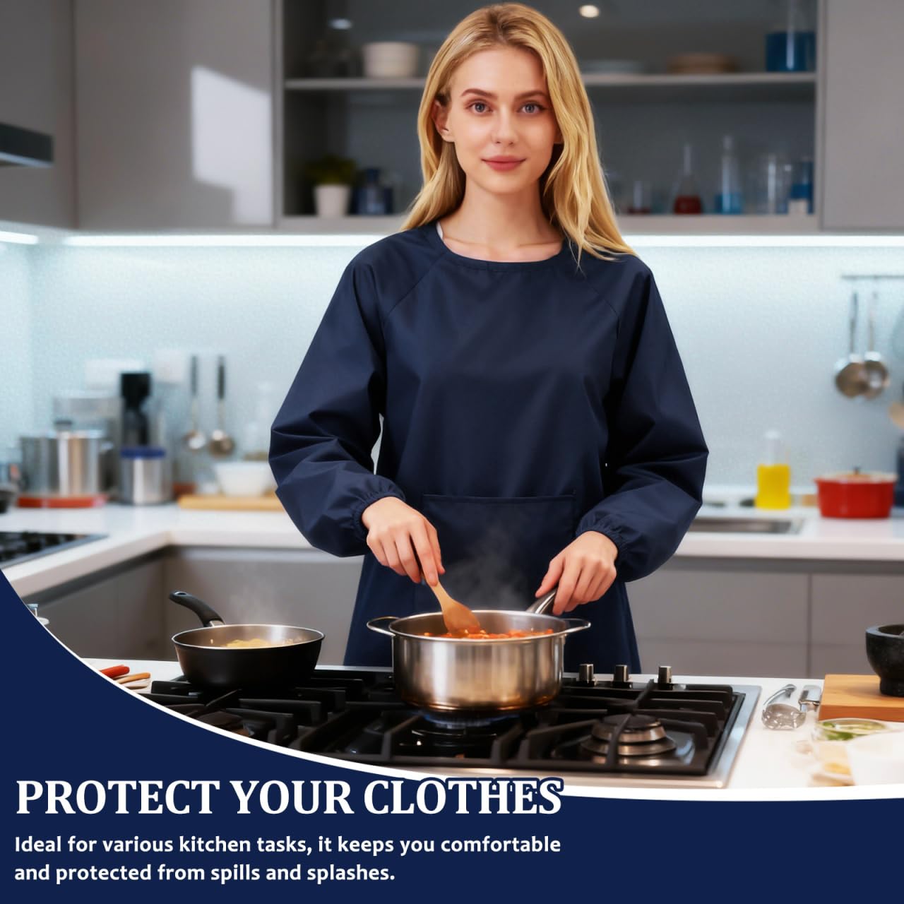 OSALADI Tablier Imperméable À Manches Longues Avec Poche Tablier De Travail Résistant À L'Huile Pour Hommes Femmes Vaisselle Nettoyage Et Travaux De Laboratoire Protection Robuste Gris