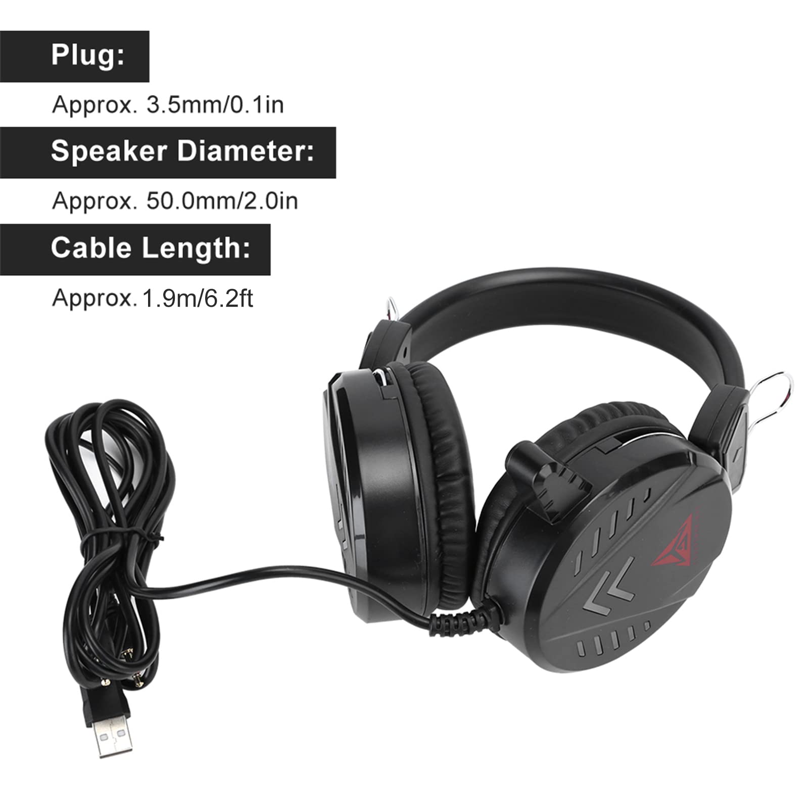 Septpenta Casque de Jeu A1, Micro à Isolation Sonore Haute Sensibilité USB 3,5 mm Multifonction Filaire sur L'oreille avec Lumière LED, Réduction du Bruit pour Jeu, Musique, Vidéo, Ordinateur