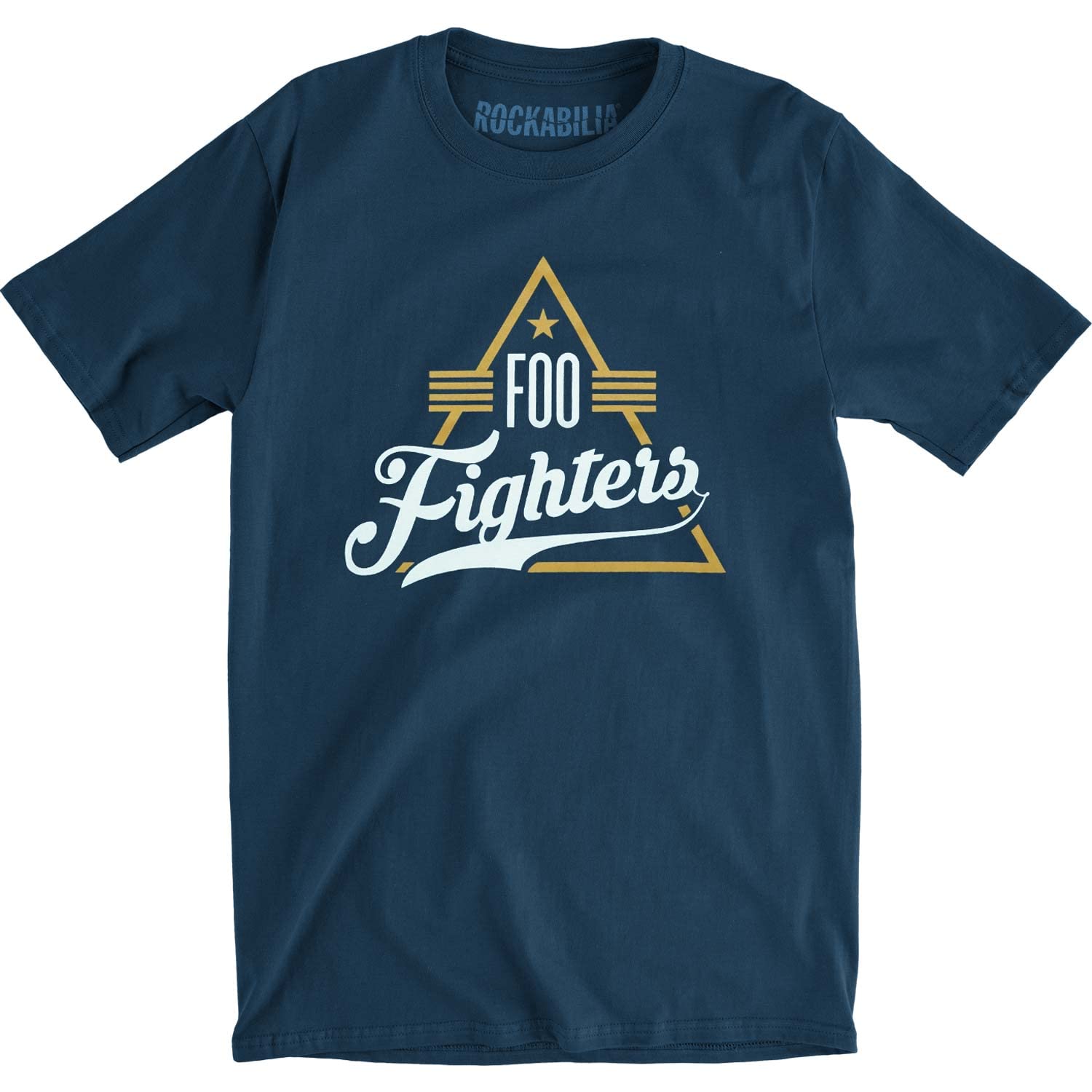 Paradiso Clothing Unisex Blue Foo Fighters Triangle Band Logo T Shirt - L