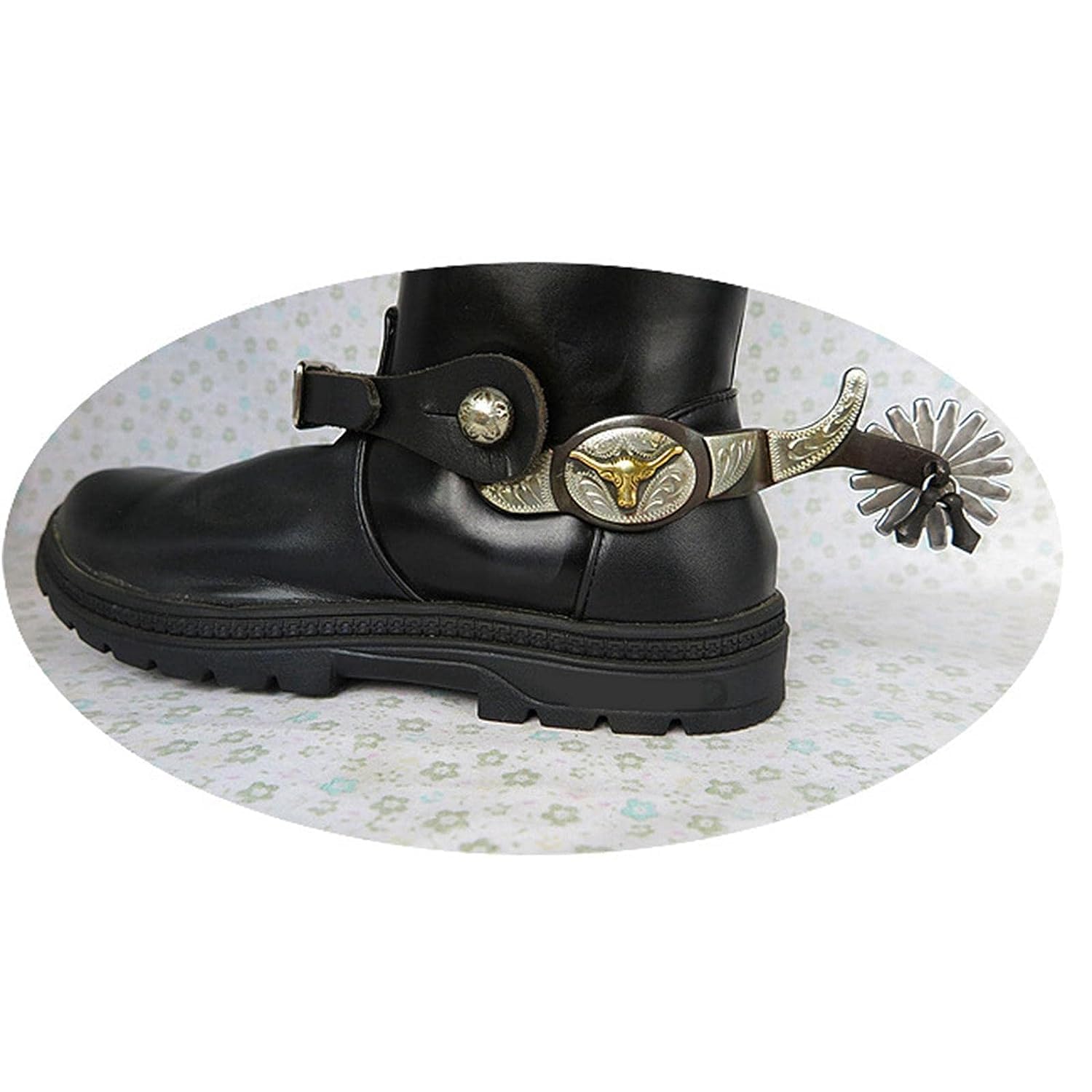 Espuelas de caballo de acero inoxidable para botas ecuestres, decoración de botas de vaquero occidental, para hombres y mujeres, jinetes, color marrón oscuro, para entusiastas de la equitación