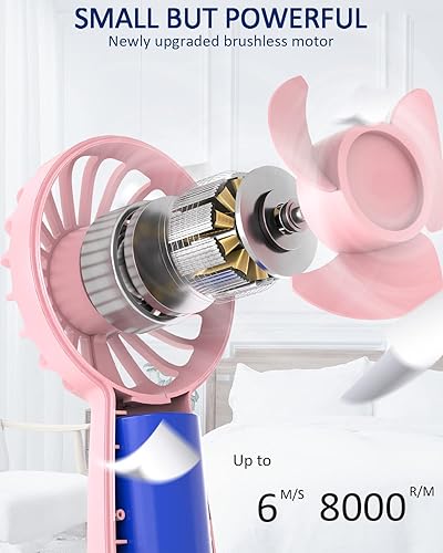 Miniatura 9 de RJVW Mini ventilador de mano portátil ventilador personal USB pequeño de 4800 mAh 8-25 tiempos de trabajo ventilador de viaje de mano recargable de