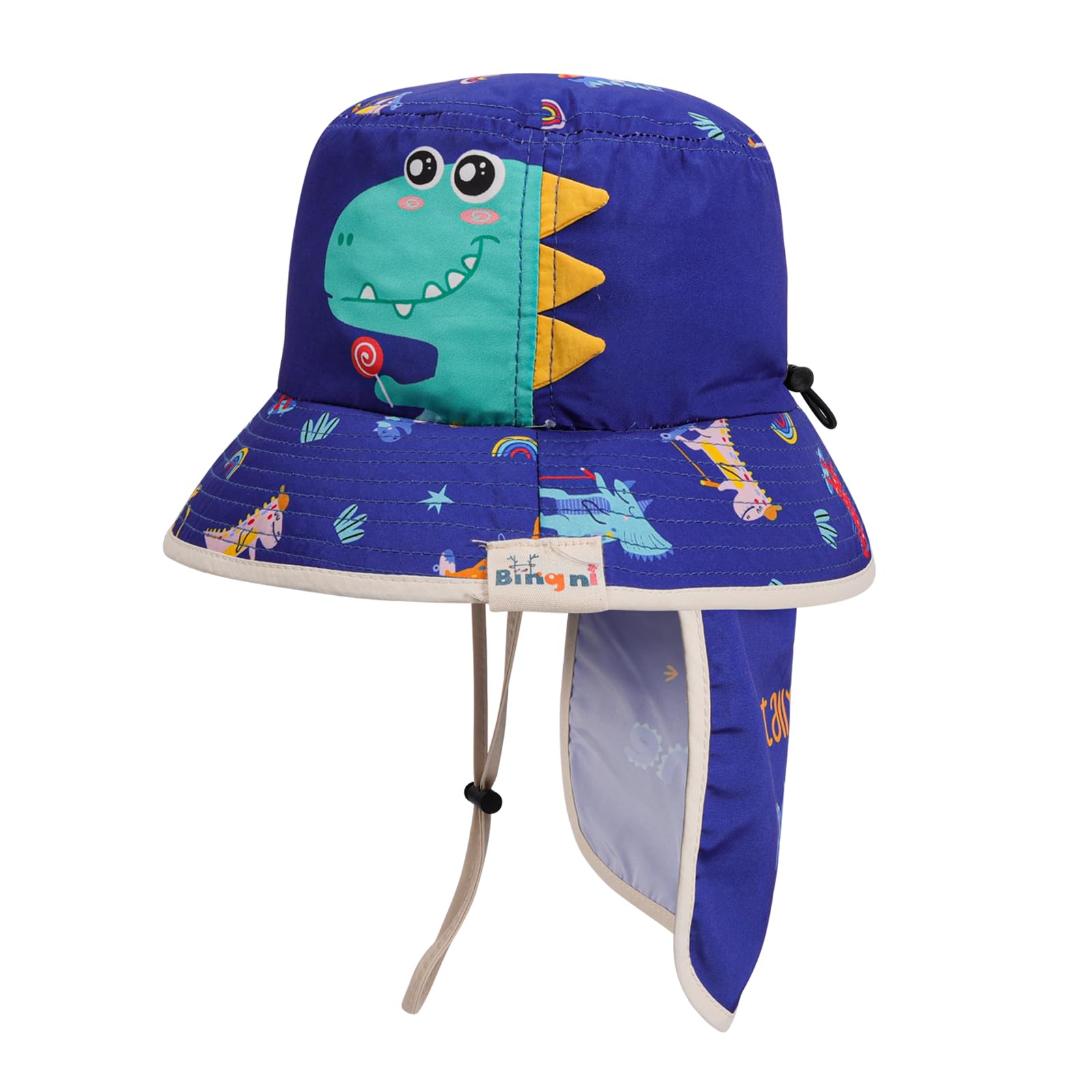 JUPSK Sombrero de Sol Bebé Niños Pequeños Verano Gorro Bucket Sun Hat UPF 50+ Protección Gorra con Solapa de Playa Gorro de Conejo Dinosaurio para Niños y Niñas de 1 a 4 años