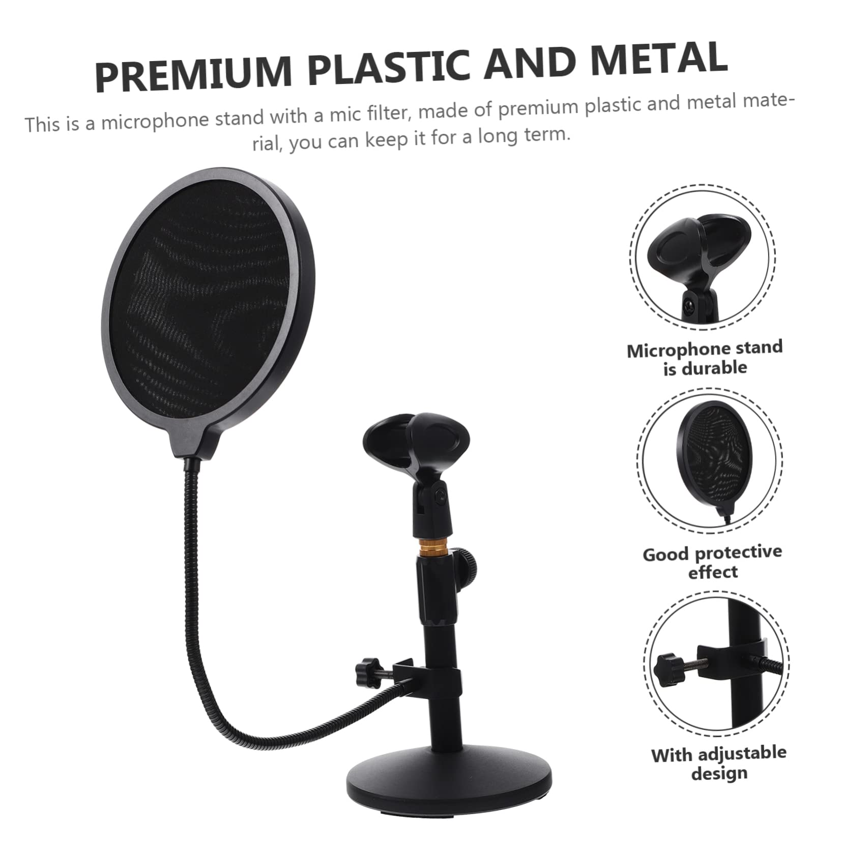 VICASKY Soporte De Micrófono De Escritorio Ajustable Para Transmisión Con Filtro Para Hogar Metal Telescópico Accesorio De Micrófono