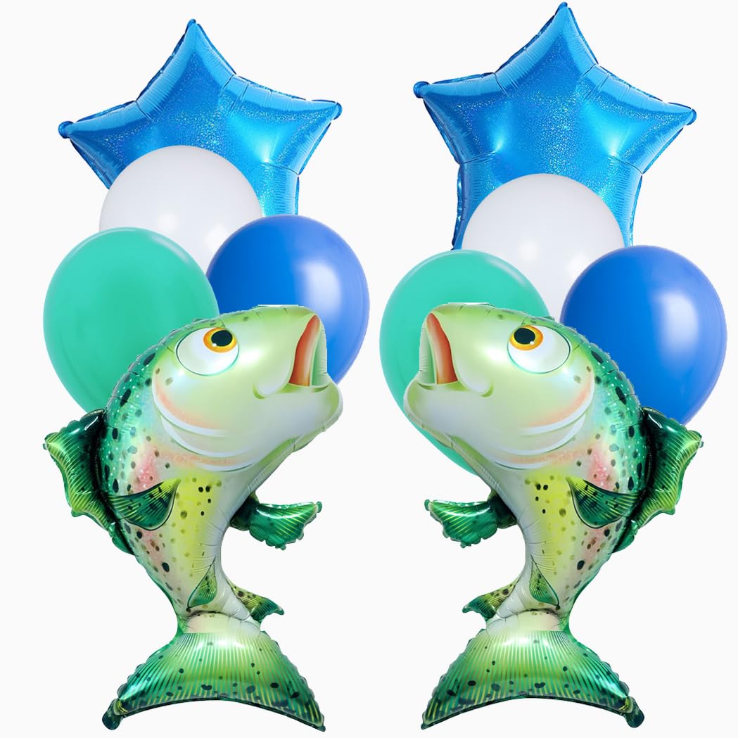 Rainbow Trout Balloon Salmon Balloon Fisherman Fishing Party Supplies Tournament Fishing Decorations for avid fisherman/Father's Day/birthday/retirement celebration/farewell party 10pcs : Toys & Games