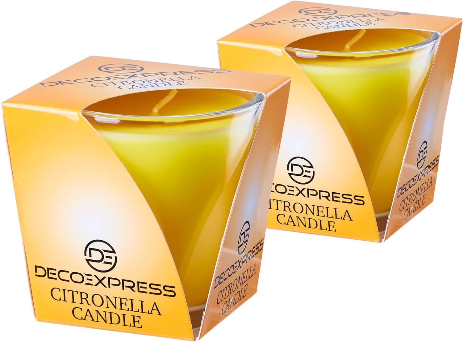 Deco Express Citronella Candle Set, Jar Candles Pack of 2 or 4, Long Lasting 30 Hour Burn Time (Yellow, 2 Pack)