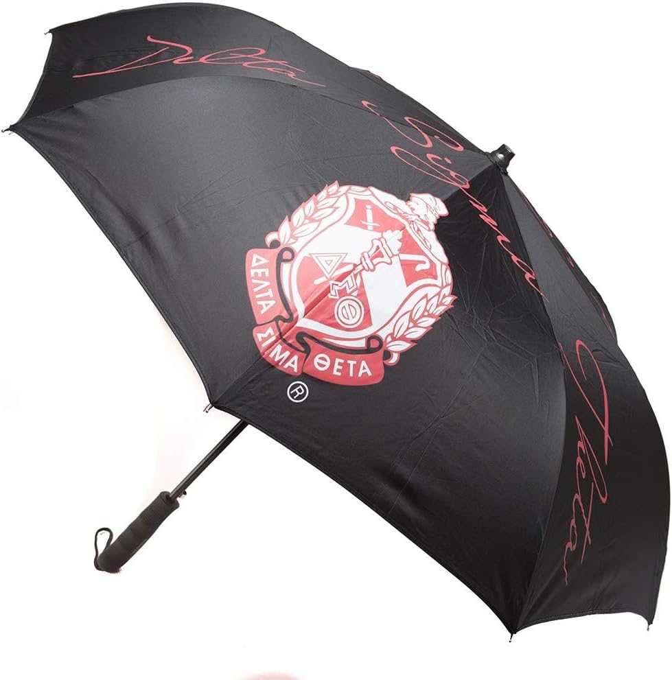Delta Sigma Theta Sorority Upside Down Inverted Dual Layer Umbrella Black