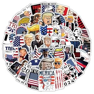 50Pcs Trump Stickers for Adult Water Bottle, Cool Waterproof Vinyl Decal for Teen Kids Laptop, Skateboard, Phone, Travel case, Teen, Bike, Guitar, Computer(50 Trump)