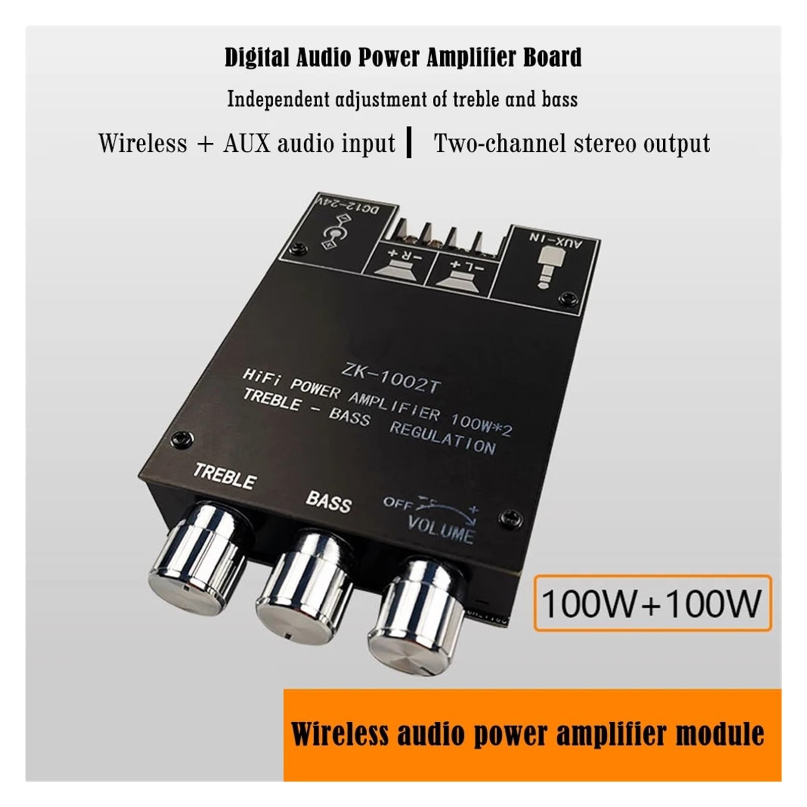 ZK-1002T Wzmacniacz Bluetooth HIFI 2.0 Kanałowy 100 W x 2 Moduł Zestaw