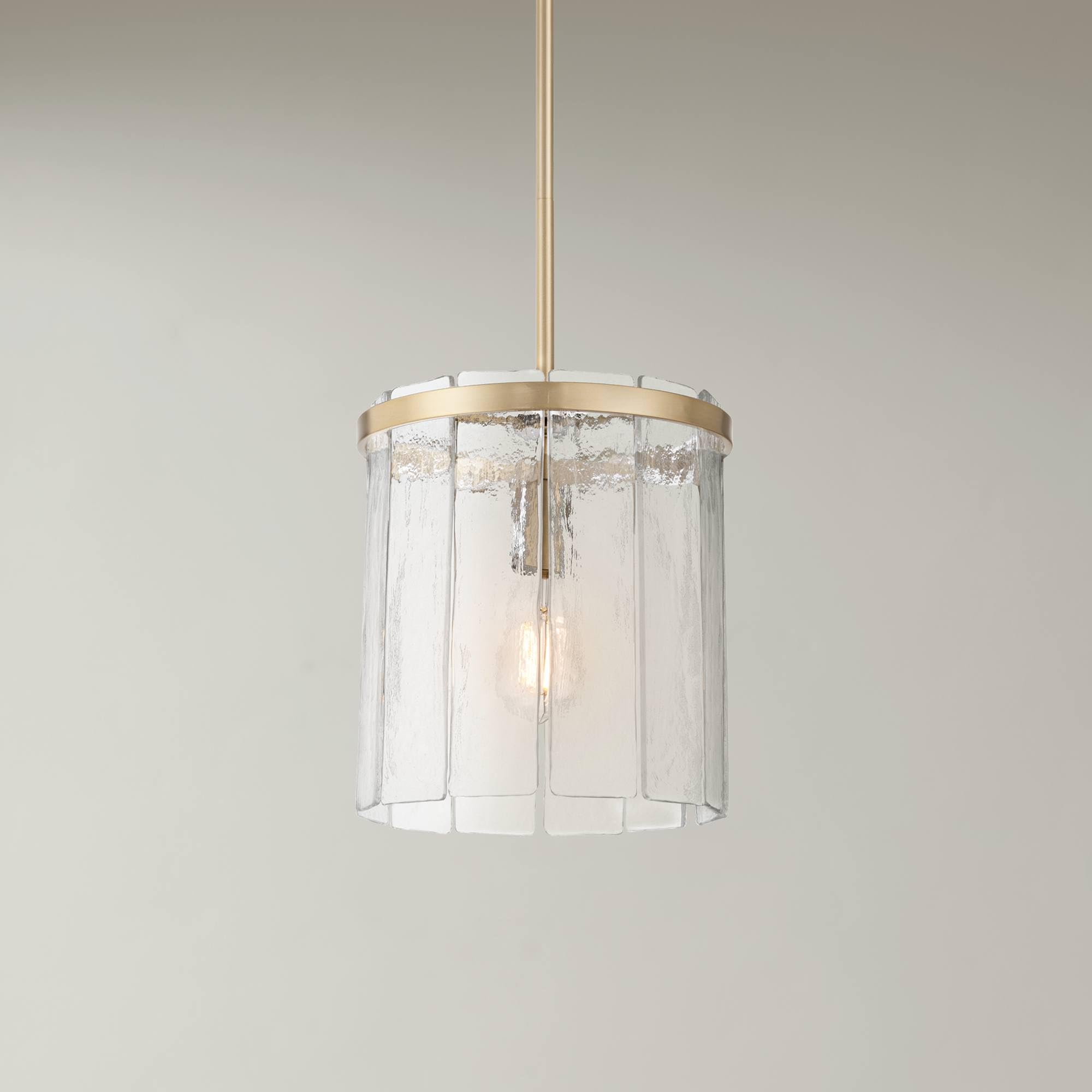 Possini Euro Design Possini Euro Soresi 10" W Satin Brass and Piastra Glass Mini Pendant