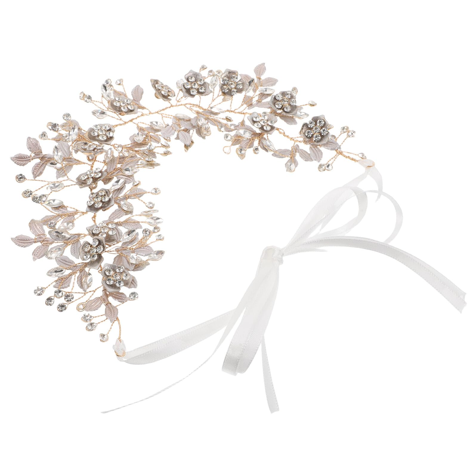 Fascia per Capelli da Sposa Fiori e Pettine Fermaglio Floreale Dorato Cerchietto Strass per Matrimonio Accessori Capelli Boho per Sposa e Damigella