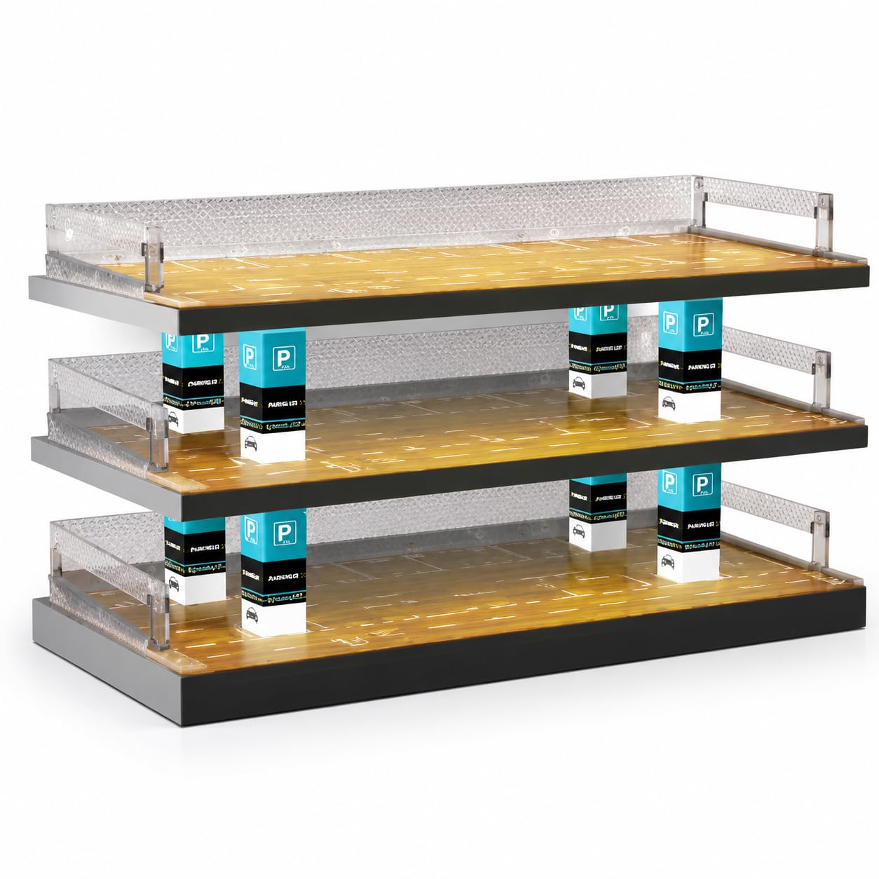 Garage per auto modellini 1:64, Diorama Parcheggio a 3 Livelli con Illuminazione LED, Vetrina Espositiva per Auto Diecast
