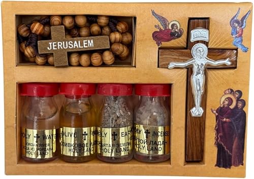 Kit de bendición Botellas y Cruz de Tierra Santa Jerusalén