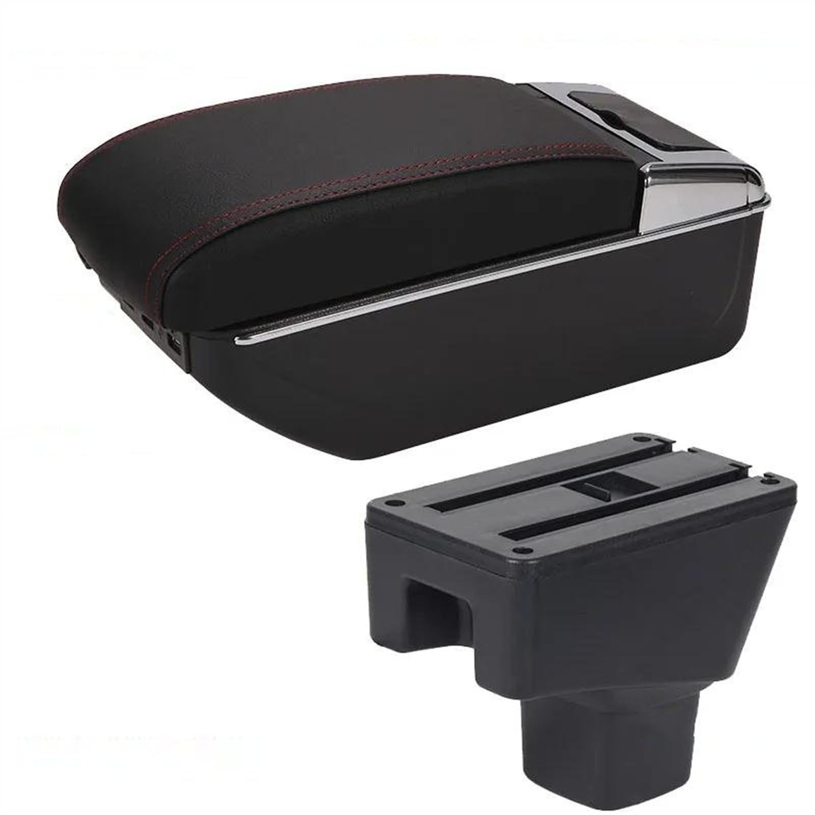 NMJLQW Storage Rack Armrest Box Parts Rack Car Armrest Retrofit Parts Storage Box Car Interior Accessories For SUZUKI SX4(A1 Black red 7USB)