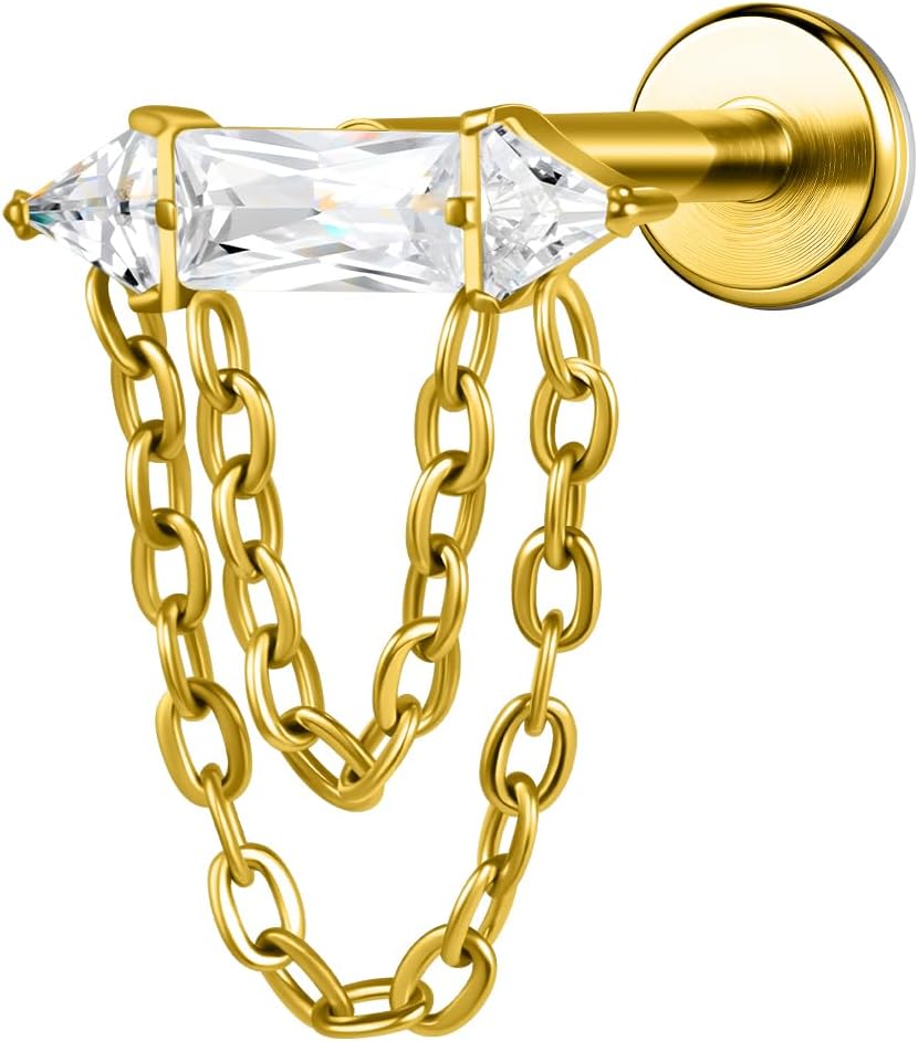 AOEDEJ G23 Titanium Flat Back Studs 16G Cartilage Earrings for Women Hypoallergenic Internally Threaded Labret Helix Tragus Conch Piercing Jewelry