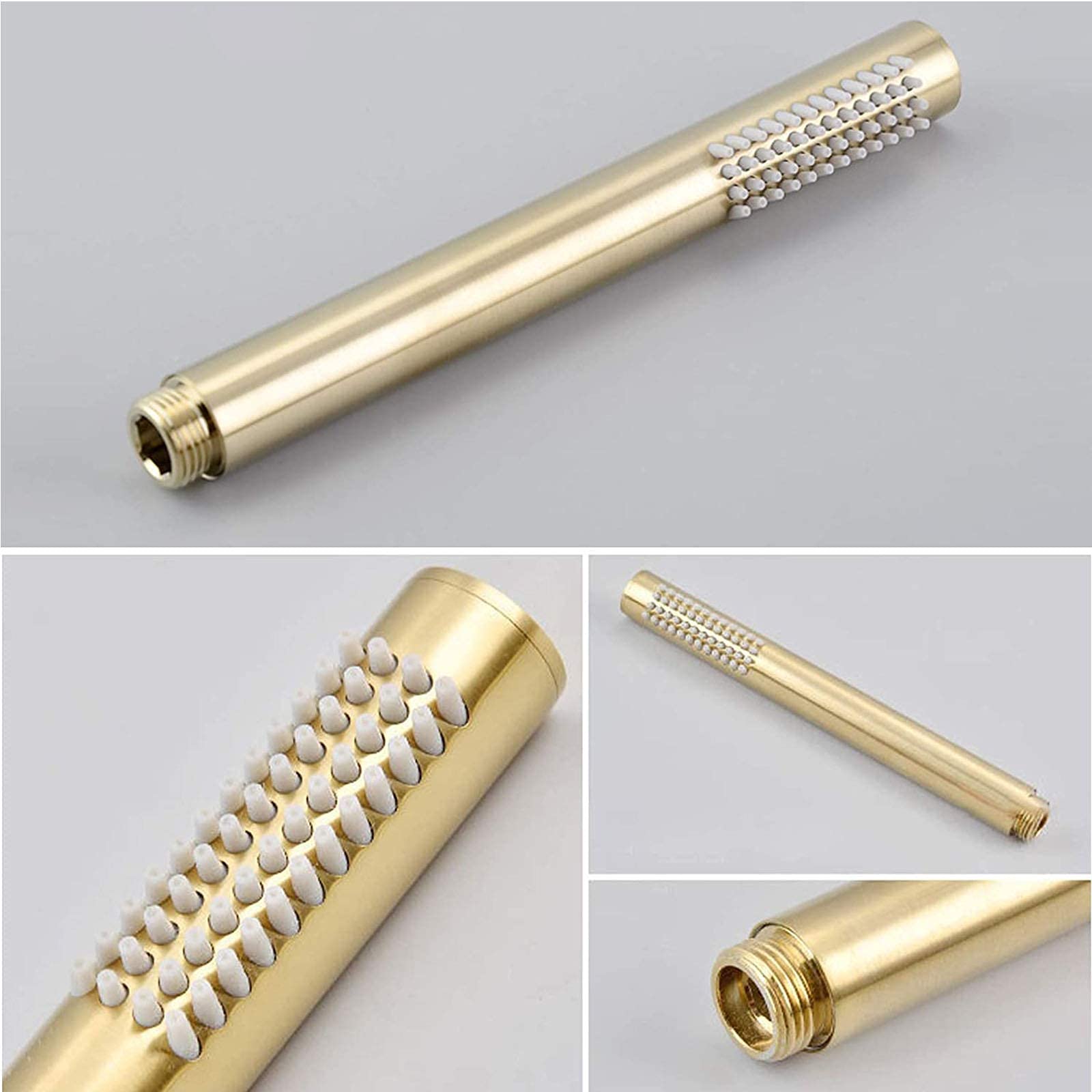 WOWOW Brushed Gold Waterfall Freestanding Tub Filler With Hand Shower - View #12