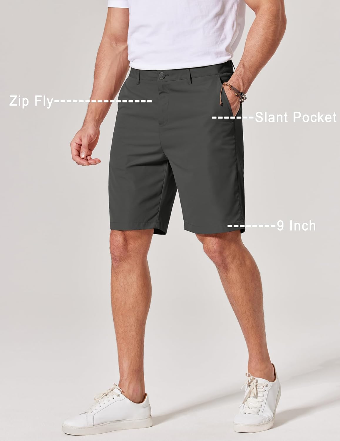 COOFANDY Men's Casual Shorts 9 Inch Flat Front Lightweight Summer Beach Vacation Shorts with 4 Pockets - Image 4