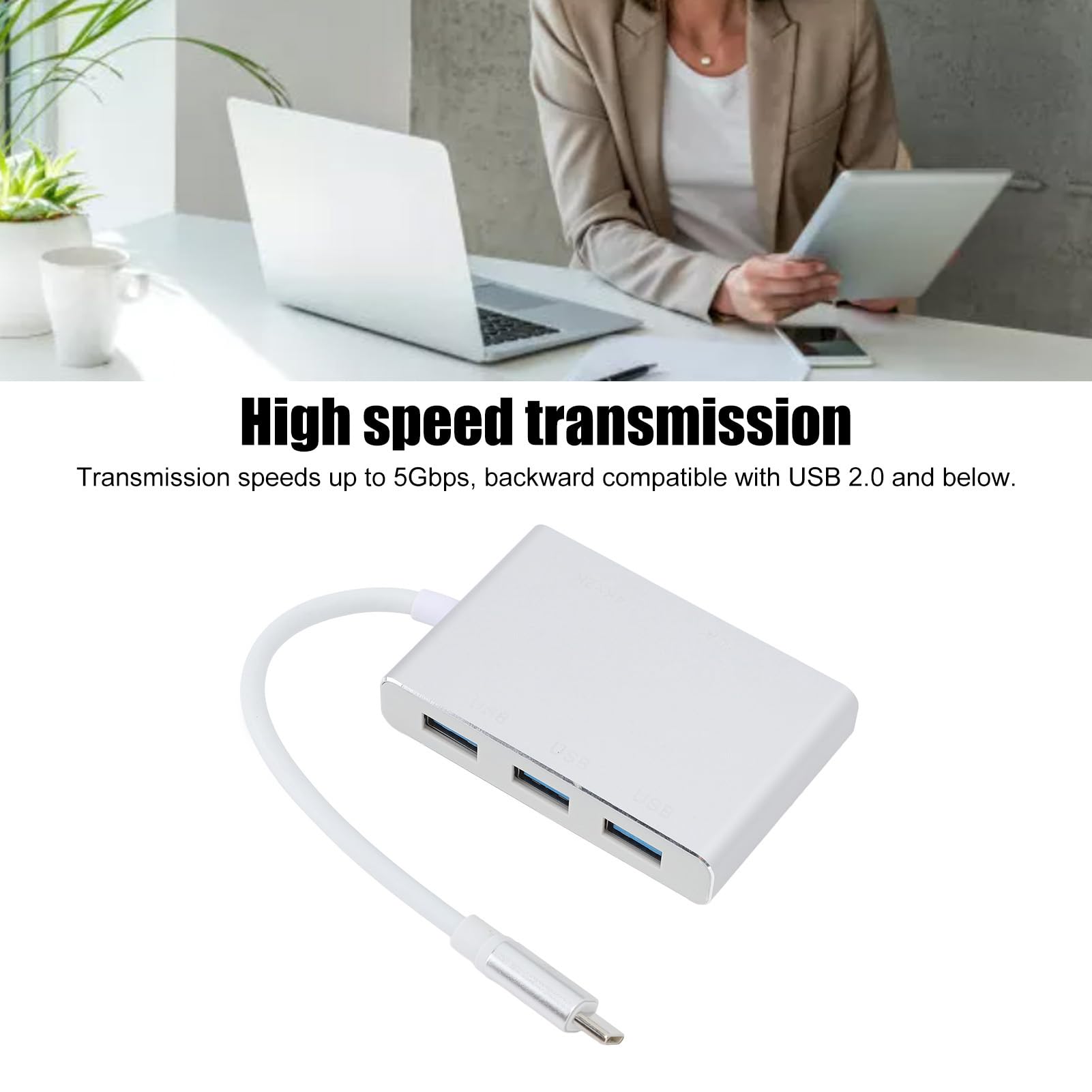 Hub USB C 5 in 1, Adattatore da Tipo C a USB con Interfaccia